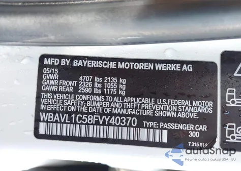 2015 BMW X1 xDrive28I из США, поврежденный, VIN WBAVL1C58FVY40370